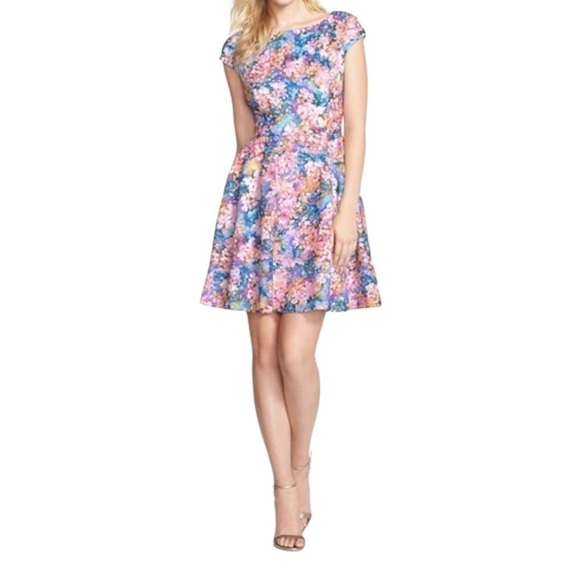 Betsey Johnson Laser Cut Fit & Flare Floral Dress - Picture 1 of 6